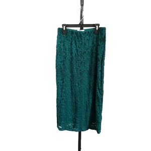 AFRM Los Angeles Hunter Green Floral Lace Midi Skirt Whimsigoth NWT Womnes M
